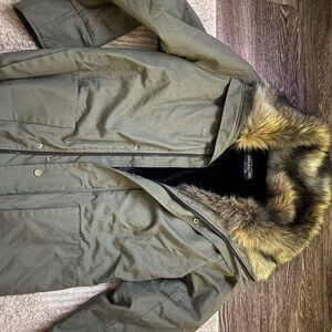 Fabulous Furs Men's Olive Fur-Trimmed Puffer Jacket
